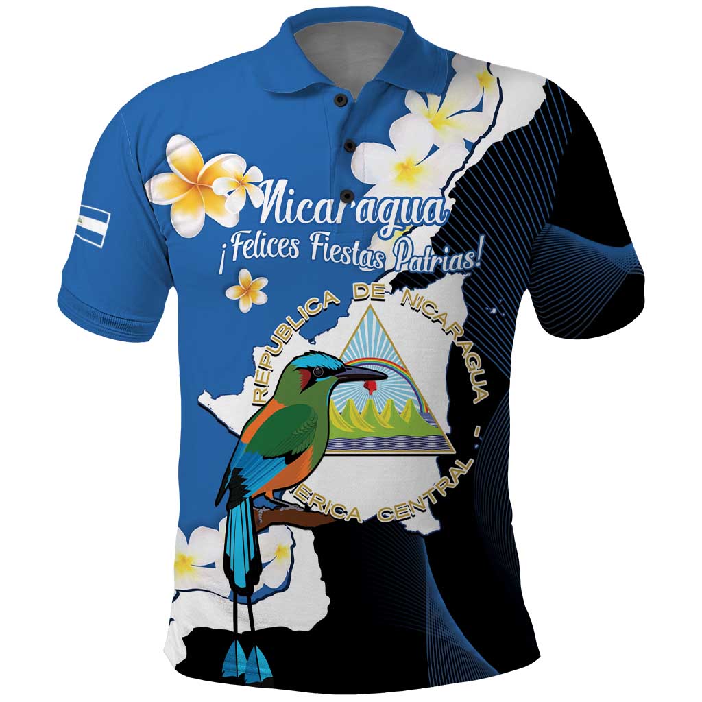 Personalized Nicaragua Independence Day Polo Shirt Nicaraguan Guardabarranco Mix Sacuanjoche Flowers - Wonder Print Shop