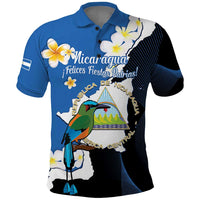 Personalized Nicaragua Independence Day Polo Shirt Nicaraguan Guardabarranco Mix Sacuanjoche Flowers - Wonder Print Shop