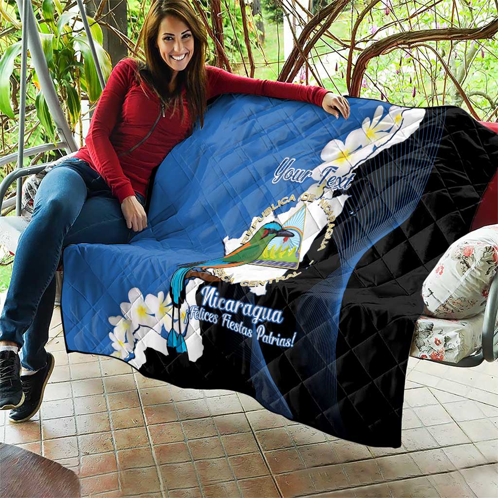 Personalized Nicaragua Independence Day Quilt Nicaraguan Guardabarranco Mix Sacuanjoche Flowers - Wonder Print Shop
