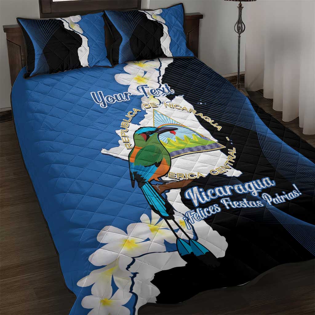 Personalized Nicaragua Independence Day Quilt Bed Set Nicaraguan Guardabarranco Mix Sacuanjoche Flowers - Wonder Print Shop