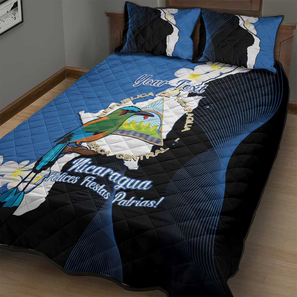 Personalized Nicaragua Independence Day Quilt Bed Set Nicaraguan Guardabarranco Mix Sacuanjoche Flowers - Wonder Print Shop