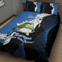 Personalized Nicaragua Independence Day Quilt Bed Set Nicaraguan Guardabarranco Mix Sacuanjoche Flowers - Wonder Print Shop