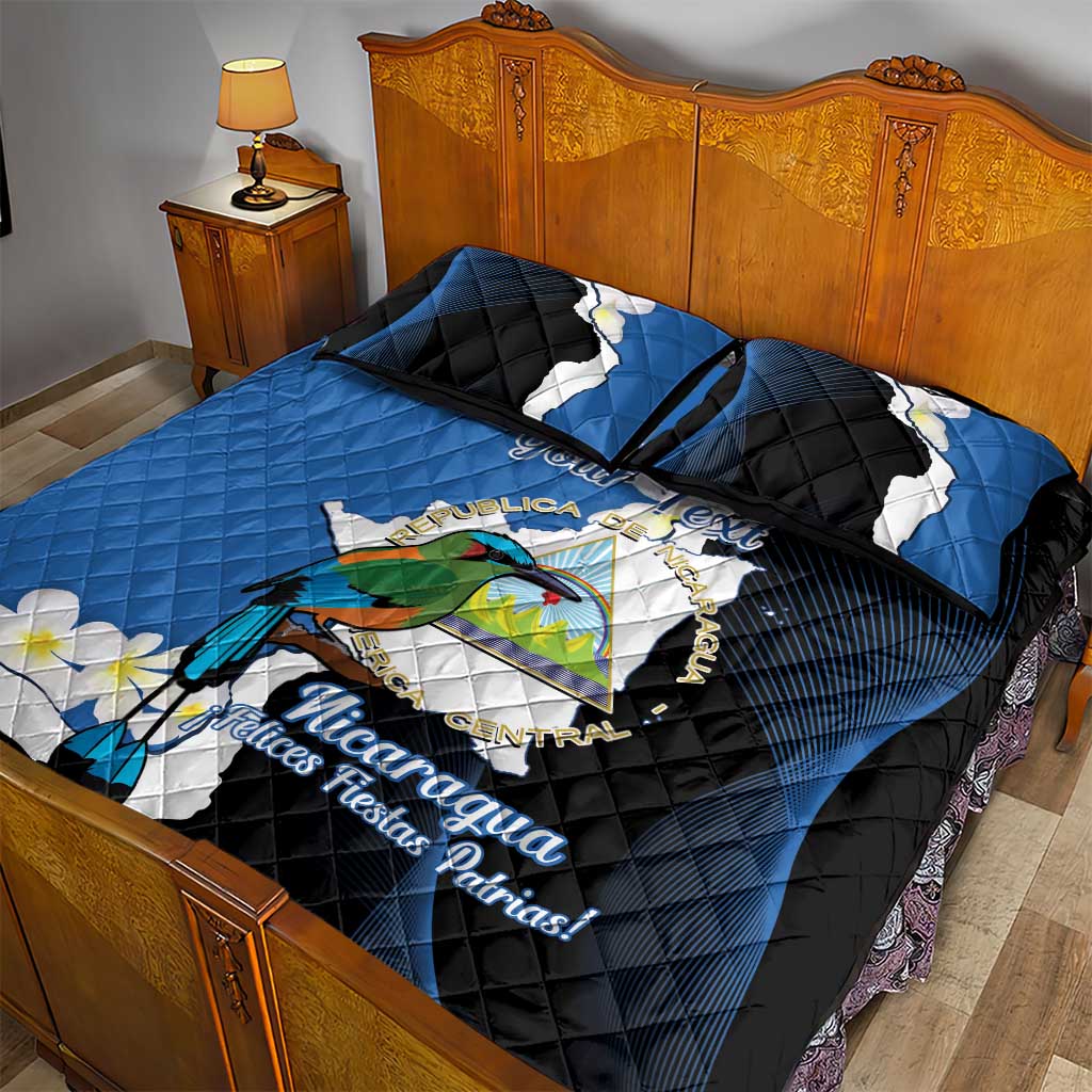 Personalized Nicaragua Independence Day Quilt Bed Set Nicaraguan Guardabarranco Mix Sacuanjoche Flowers - Wonder Print Shop