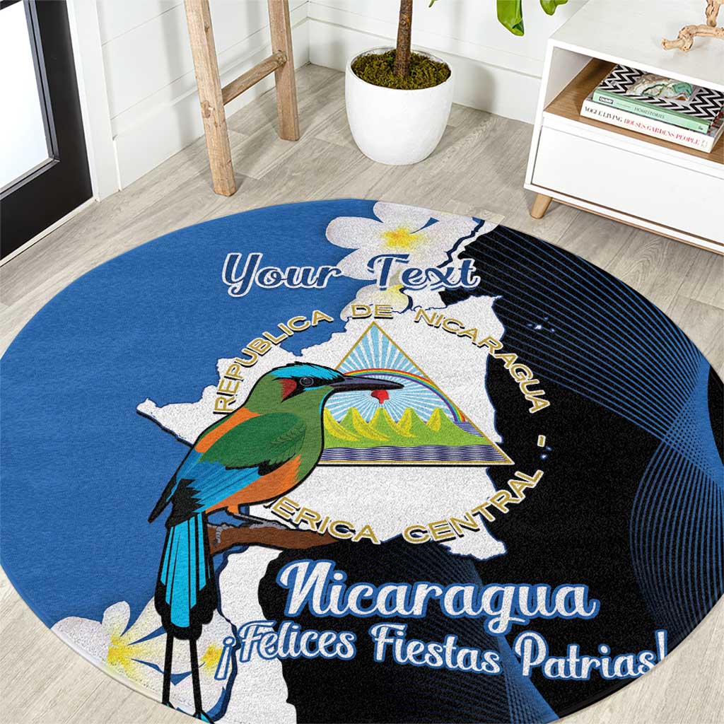 Personalized Nicaragua Independence Day Round Carpet Nicaraguan Guardabarranco Mix Sacuanjoche Flowers