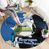 Personalized Nicaragua Independence Day Round Carpet Nicaraguan Guardabarranco Mix Sacuanjoche Flowers