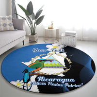 Personalized Nicaragua Independence Day Round Carpet Nicaraguan Guardabarranco Mix Sacuanjoche Flowers