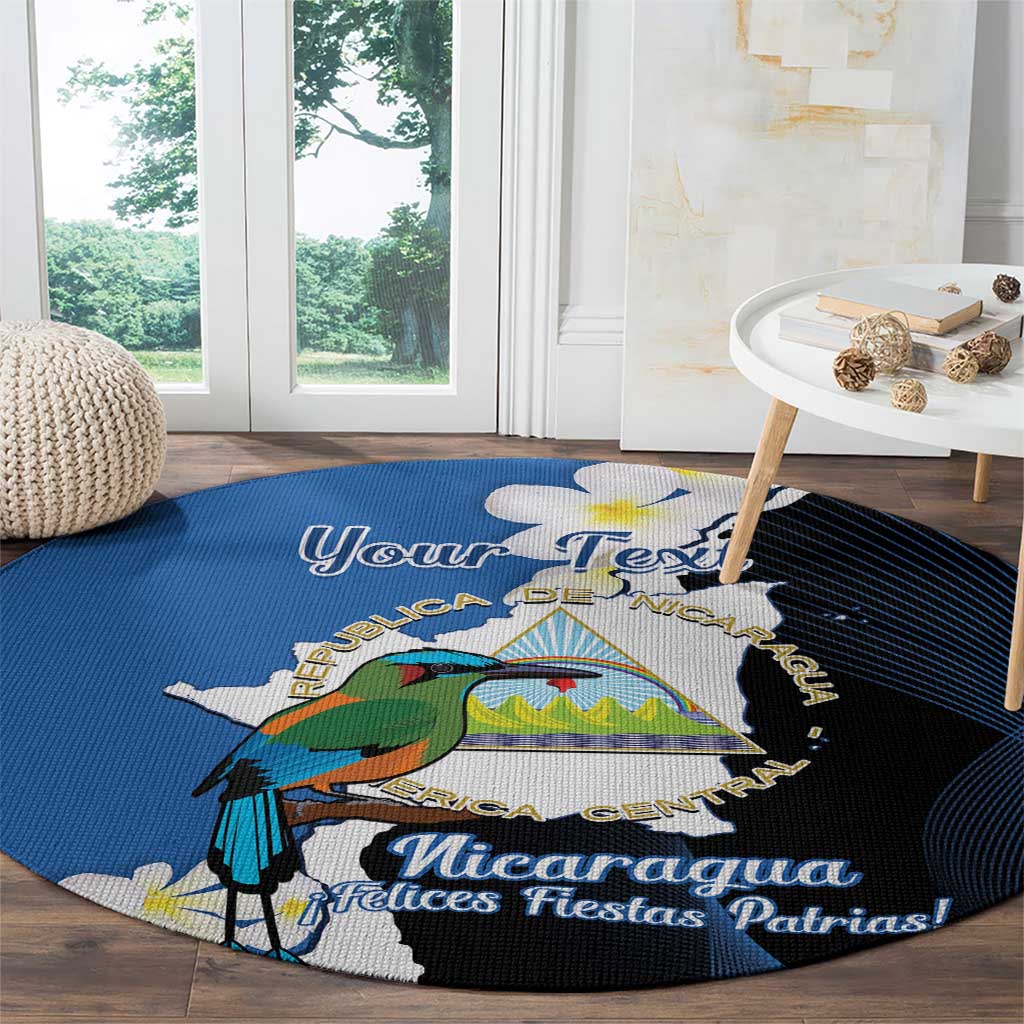 Personalized Nicaragua Independence Day Round Carpet Nicaraguan Guardabarranco Mix Sacuanjoche Flowers