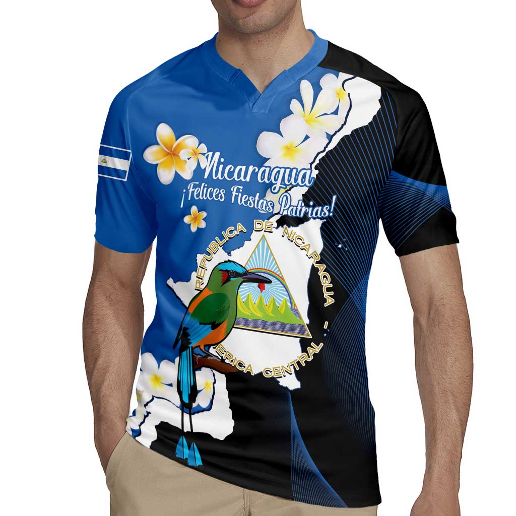 Personalized Nicaragua Independence Day Rugby Jersey Nicaraguan Guardabarranco Mix Sacuanjoche Flowers - Wonder Print Shop