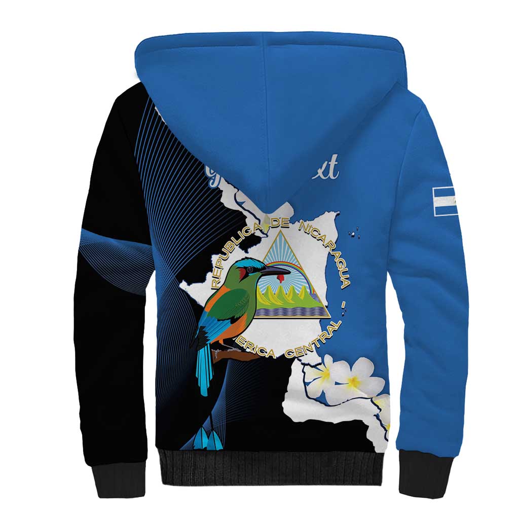 Personalized Nicaragua Independence Day Sherpa Hoodie Nicaraguan Guardabarranco Mix Sacuanjoche Flowers - Wonder Print Shop