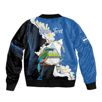 Personalized Nicaragua Independence Day Sleeve Zip Bomber Jacket Nicaraguan Guardabarranco Mix Sacuanjoche Flowers - Wonder Print Shop