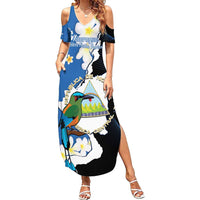 Personalized Nicaragua Independence Day Summer Maxi Dress Nicaraguan Guardabarranco Mix Sacuanjoche Flowers - Wonder Print Shop
