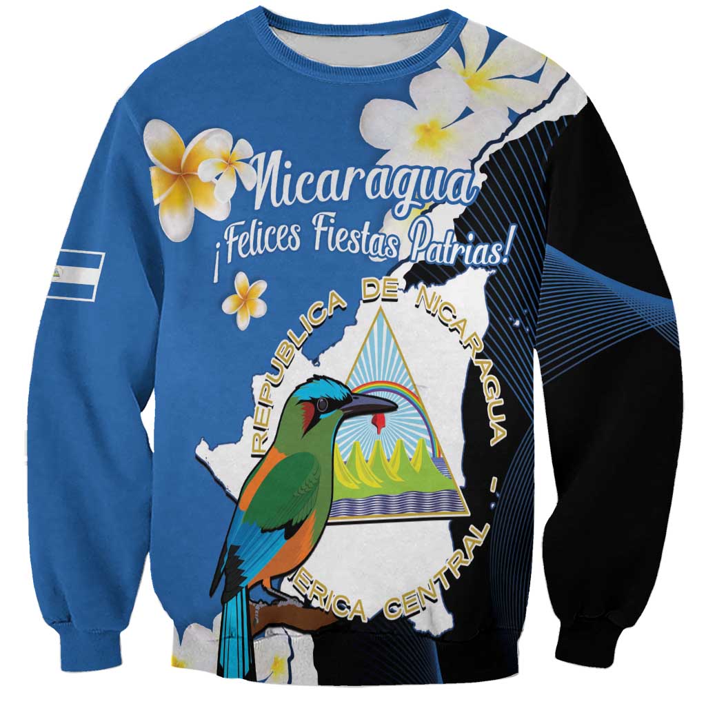 Personalized Nicaragua Independence Day Sweatshirt Nicaraguan Guardabarranco Mix Sacuanjoche Flowers - Wonder Print Shop