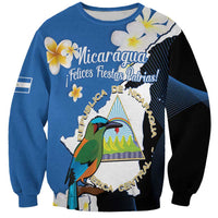 Personalized Nicaragua Independence Day Sweatshirt Nicaraguan Guardabarranco Mix Sacuanjoche Flowers - Wonder Print Shop