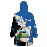 Personalized Nicaragua Independence Day Wearable Blanket Hoodie Nicaraguan Guardabarranco Mix Sacuanjoche Flowers - Wonder Print Shop