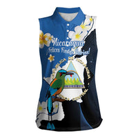 Personalized Nicaragua Independence Day Women Sleeveless Polo Shirt Nicaraguan Guardabarranco Mix Sacuanjoche Flowers - Wonder Print Shop