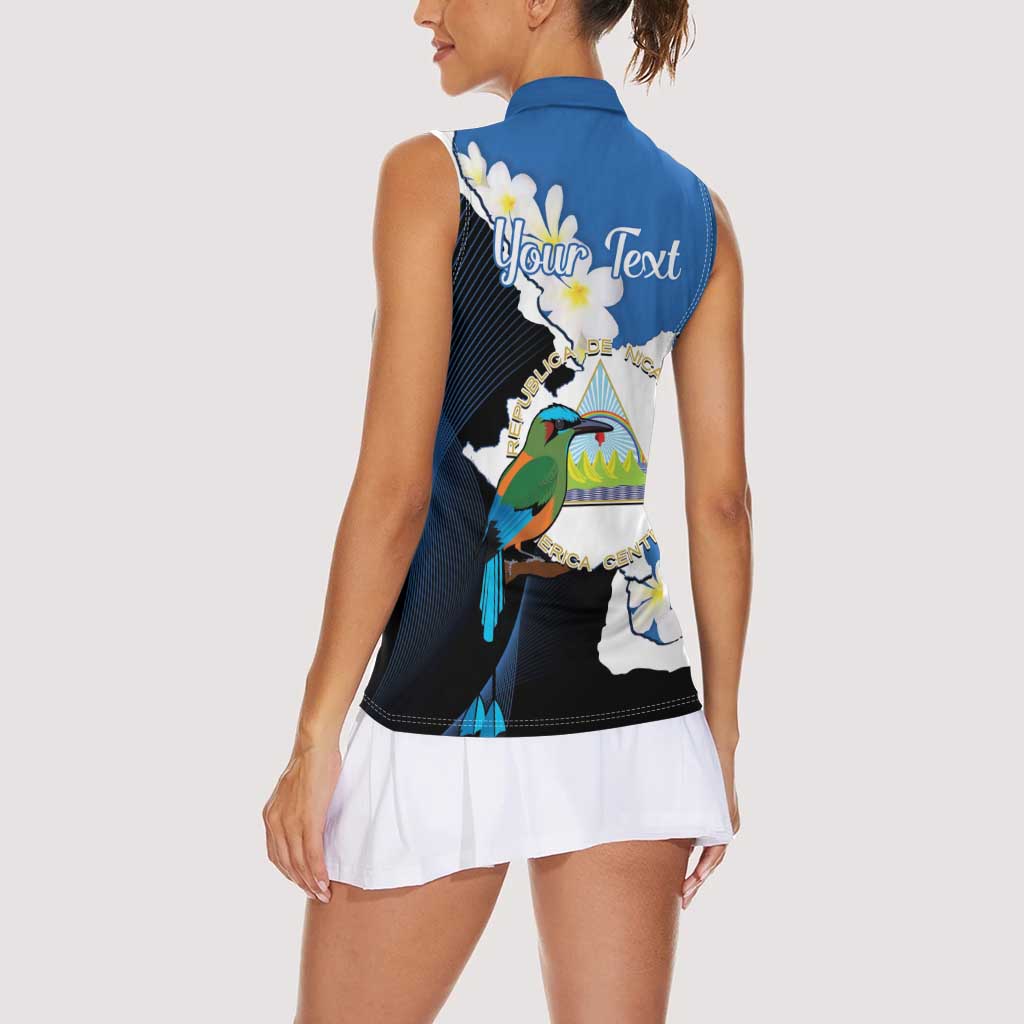 Personalized Nicaragua Independence Day Women Sleeveless Polo Shirt Nicaraguan Guardabarranco Mix Sacuanjoche Flowers - Wonder Print Shop