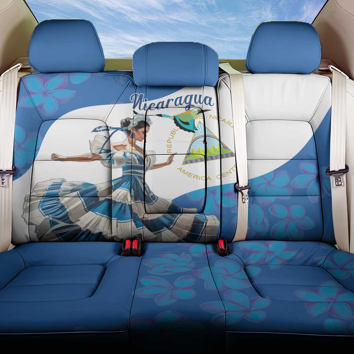 Felices Fiestas Patrias Nicaragua Back Car Seat Cover Bailes Nicaraguan Girl - Wonder Print Shop