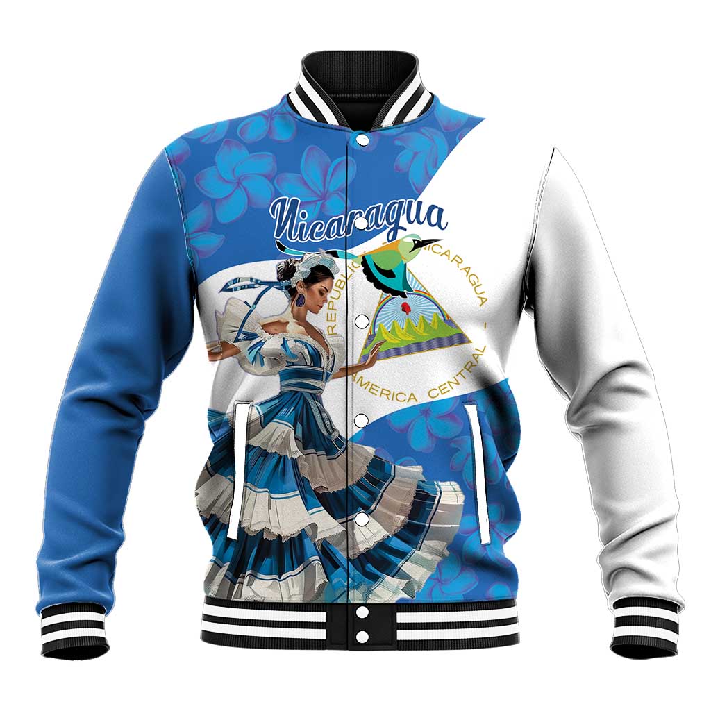 Felices Fiestas Patrias Nicaragua Baseball Jacket Bailes Nicaraguan Girl - Wonder Print Shop