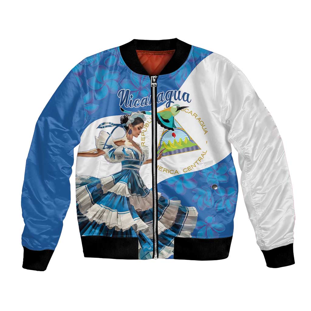 Felices Fiestas Patrias Nicaragua Bomber Jacket Bailes Nicaraguan Girl - Wonder Print Shop