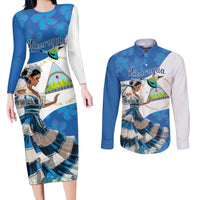 Felices Fiestas Patrias Nicaragua Couples Matching Long Sleeve Bodycon Dress and Long Sleeve Button Shirt Bailes Nicaraguan Girl - Wonder Print Shop