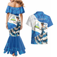 Felices Fiestas Patrias Nicaragua Couples Matching Mermaid Dress and Hawaiian Shirt Bailes Nicaraguan Girl - Wonder Print Shop