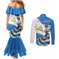 Felices Fiestas Patrias Nicaragua Couples Matching Mermaid Dress and Long Sleeve Button Shirt Bailes Nicaraguan Girl