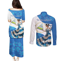 Felices Fiestas Patrias Nicaragua Couples Matching Puletasi and Long Sleeve Button Shirt Bailes Nicaraguan Girl - Wonder Print Shop