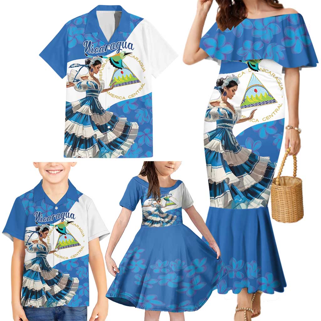Felices Fiestas Patrias Nicaragua Family Matching Mermaid Dress and Hawaiian Shirt Bailes Nicaraguan Girl - Wonder Print Shop