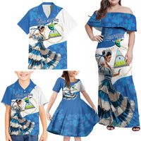 Felices Fiestas Patrias Nicaragua Family Matching Off Shoulder Maxi Dress and Hawaiian Shirt Bailes Nicaraguan Girl - Wonder Print Shop