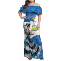 Felices Fiestas Patrias Nicaragua Family Matching Off Shoulder Maxi Dress and Hawaiian Shirt Bailes Nicaraguan Girl - Wonder Print Shop