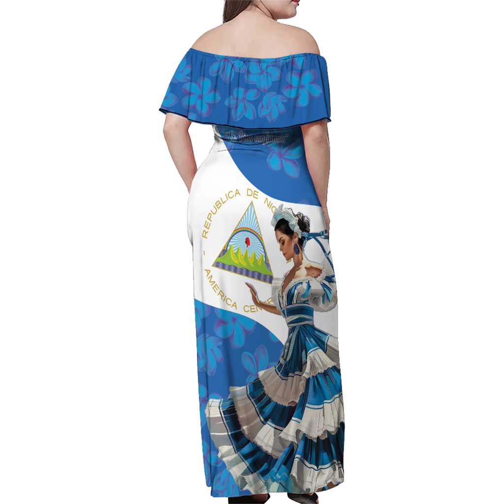 Felices Fiestas Patrias Nicaragua Family Matching Off Shoulder Maxi Dress and Hawaiian Shirt Bailes Nicaraguan Girl - Wonder Print Shop