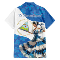 Felices Fiestas Patrias Nicaragua Family Matching Off Shoulder Short Dress and Hawaiian Shirt Bailes Nicaraguan Girl - Wonder Print Shop
