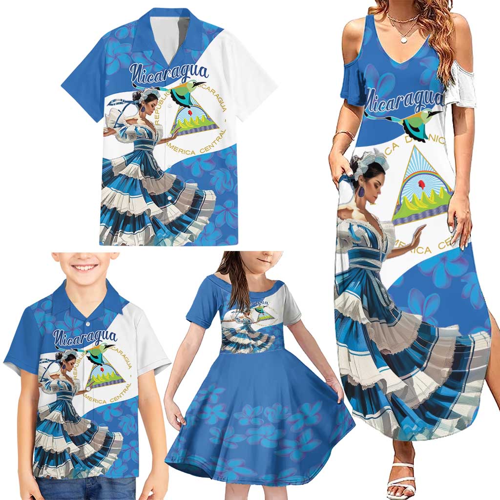 Felices Fiestas Patrias Nicaragua Family Matching Summer Maxi Dress and Hawaiian Shirt Bailes Nicaraguan Girl - Wonder Print Shop