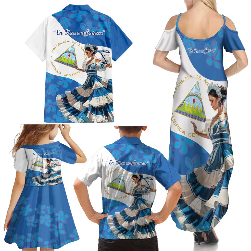 Felices Fiestas Patrias Nicaragua Family Matching Summer Maxi Dress and Hawaiian Shirt Bailes Nicaraguan Girl - Wonder Print Shop