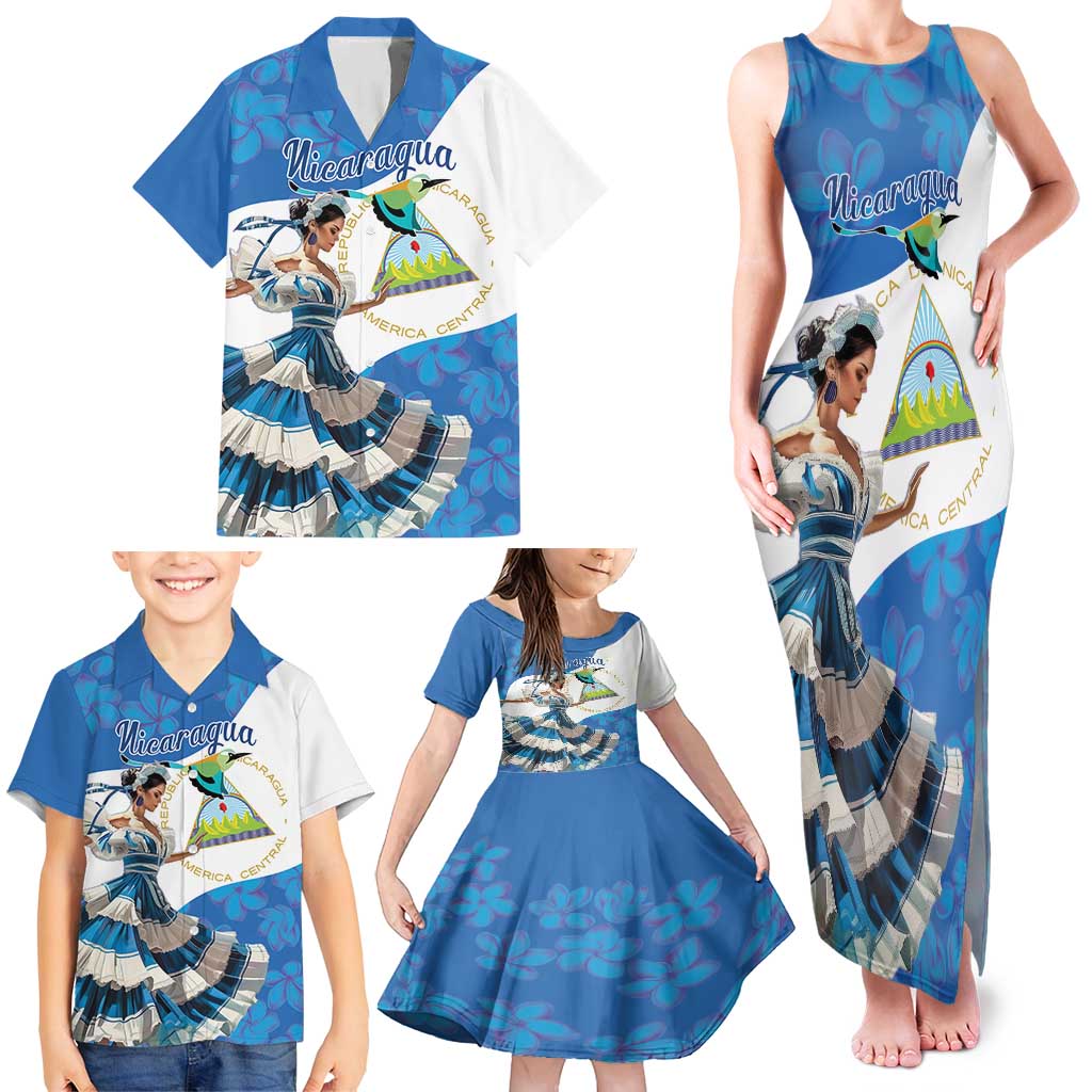 Felices Fiestas Patrias Nicaragua Family Matching Tank Maxi Dress and Hawaiian Shirt Bailes Nicaraguan Girl - Wonder Print Shop