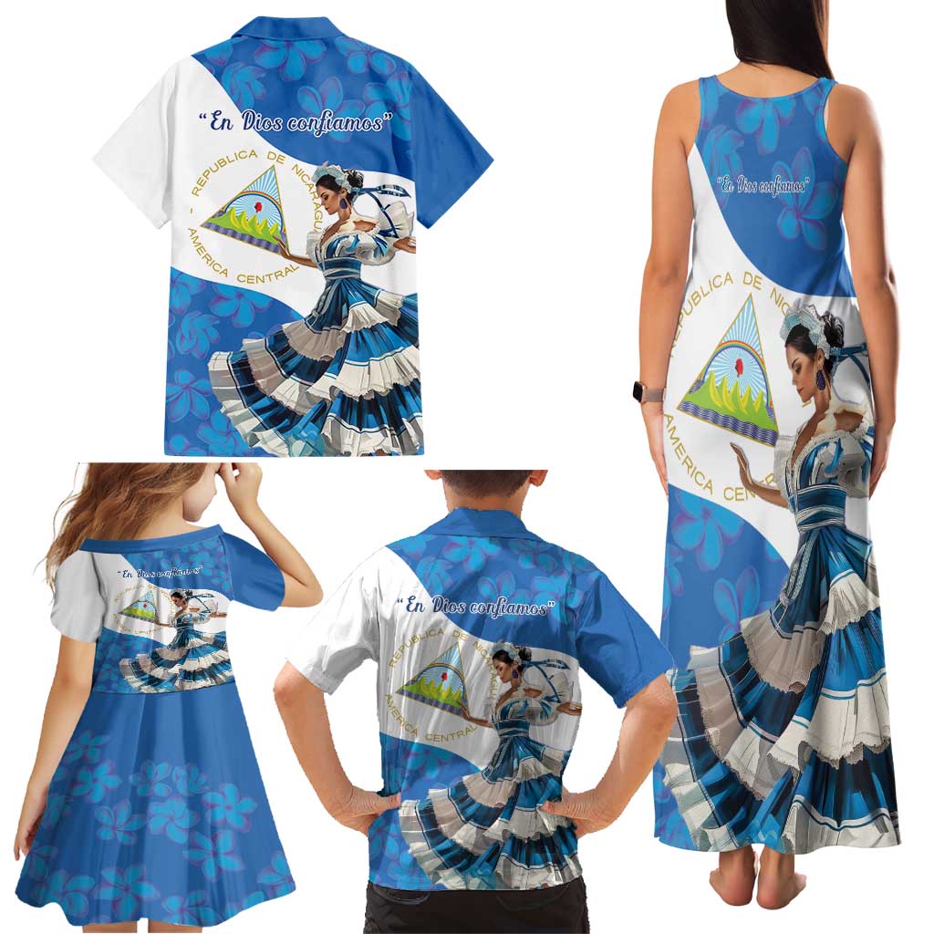 Felices Fiestas Patrias Nicaragua Family Matching Tank Maxi Dress and Hawaiian Shirt Bailes Nicaraguan Girl - Wonder Print Shop