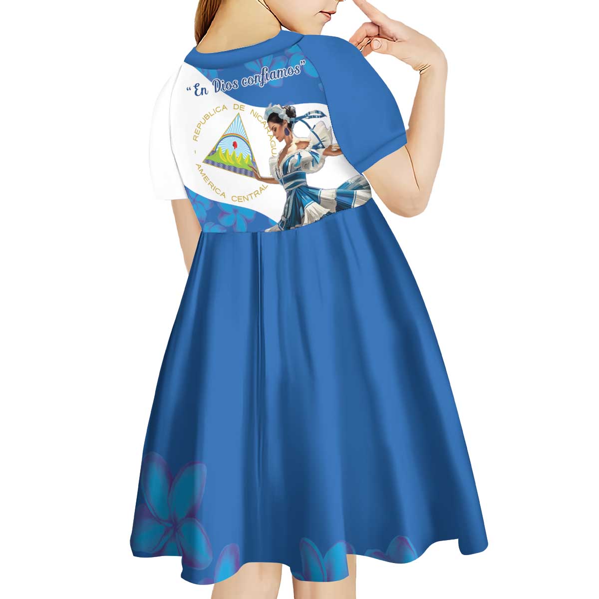 Felices Fiestas Patrias Nicaragua Kid Short Sleeve Dress Bailes Nicaraguan Girl - Wonder Print Shop