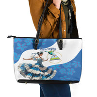 Felices Fiestas Patrias Nicaragua Leather Tote Bag Bailes Nicaraguan Girl - Wonder Print Shop