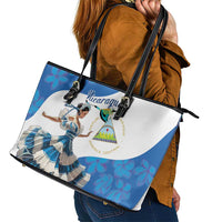 Felices Fiestas Patrias Nicaragua Leather Tote Bag Bailes Nicaraguan Girl - Wonder Print Shop