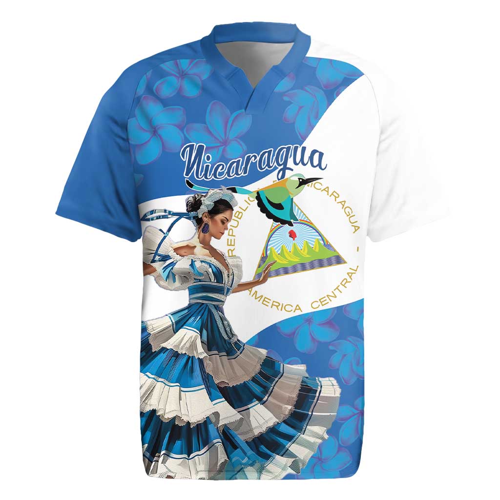 Felices Fiestas Patrias Nicaragua Rugby Jersey Bailes Nicaraguan Girl - Wonder Print Shop
