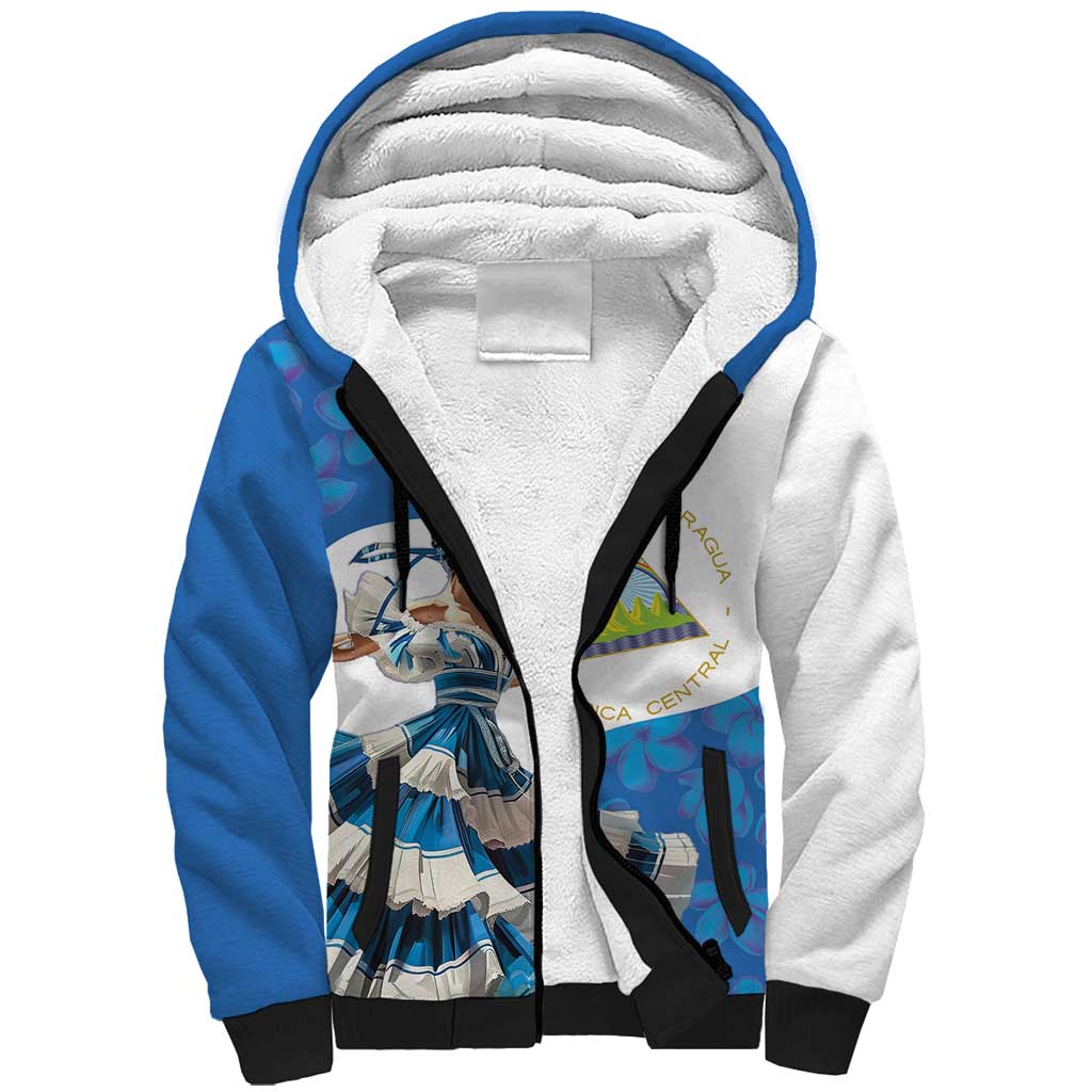 Felices Fiestas Patrias Nicaragua Sherpa Hoodie Bailes Nicaraguan Girl - Wonder Print Shop