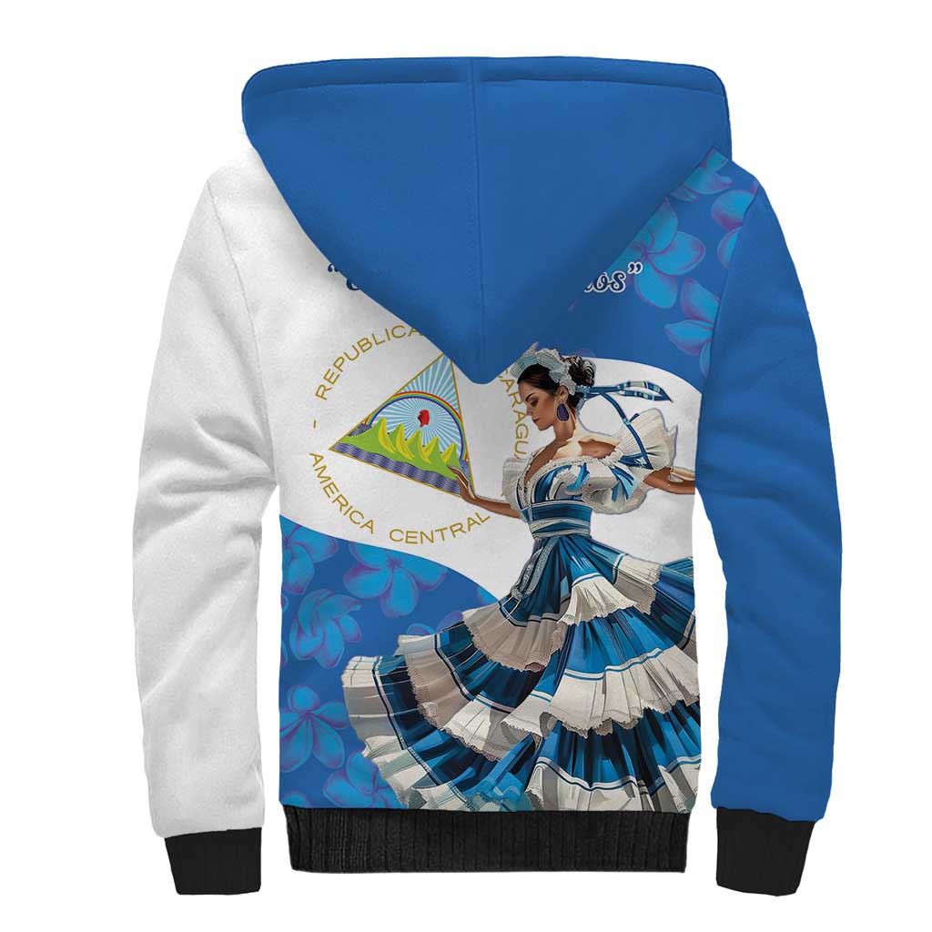 Felices Fiestas Patrias Nicaragua Sherpa Hoodie Bailes Nicaraguan Girl - Wonder Print Shop