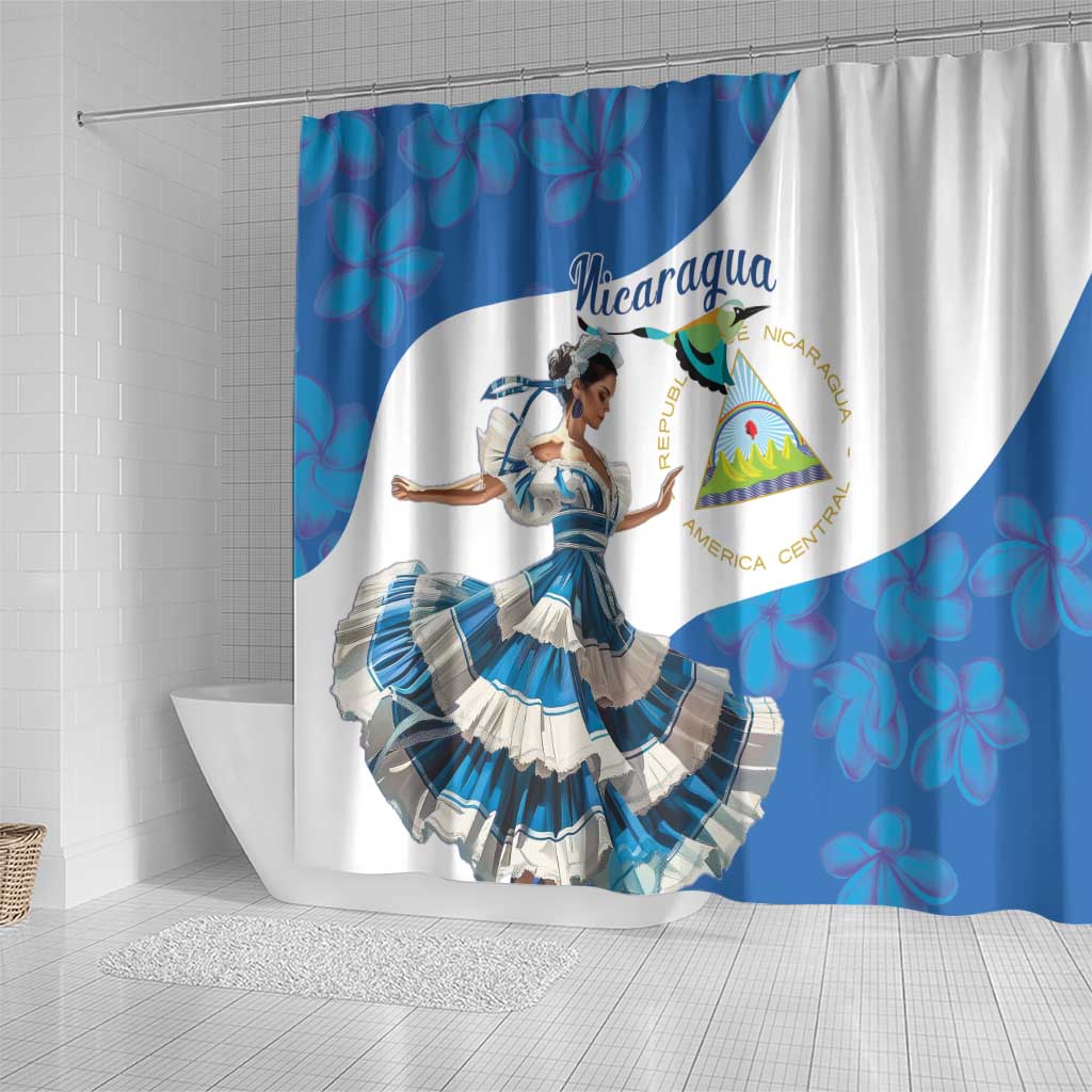 Felices Fiestas Patrias Nicaragua Shower Curtain Bailes Nicaraguan Girl