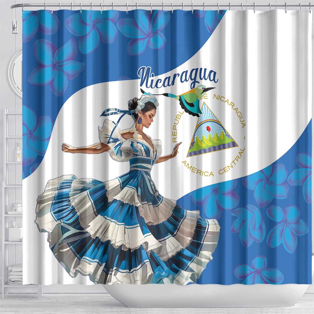 Felices Fiestas Patrias Nicaragua Shower Curtain Bailes Nicaraguan Girl