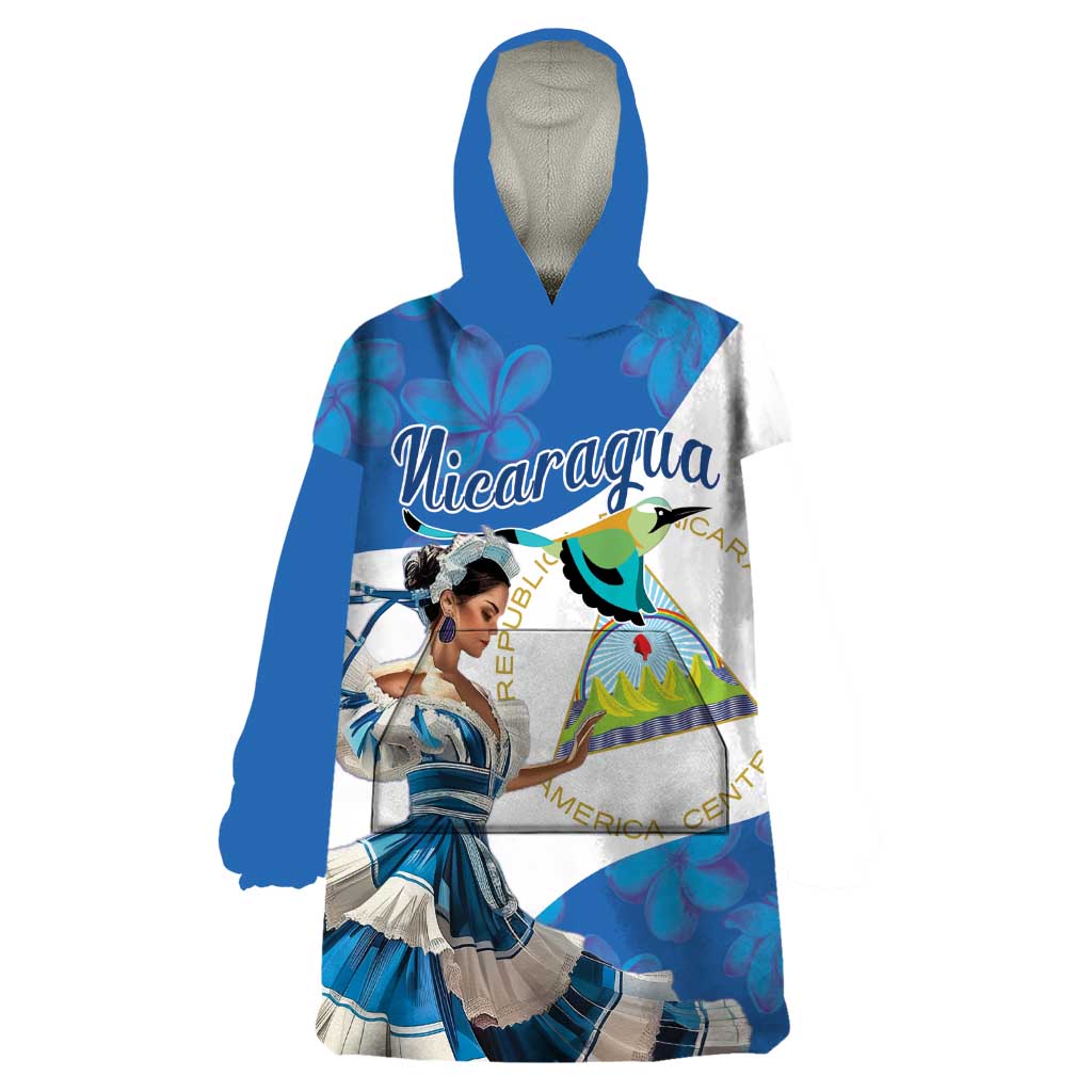 Felices Fiestas Patrias Nicaragua Wearable Blanket Hoodie Bailes Nicaraguan Girl - Wonder Print Shop