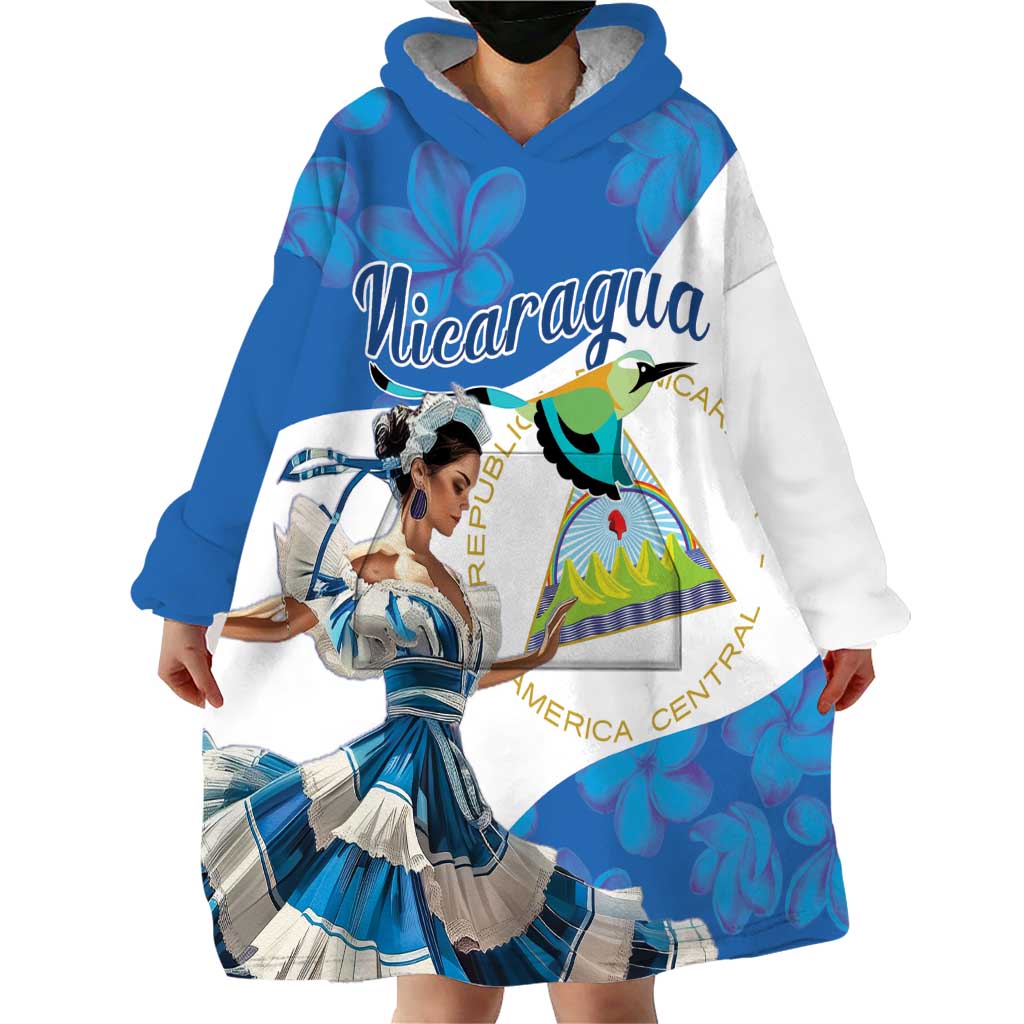 Felices Fiestas Patrias Nicaragua Wearable Blanket Hoodie Bailes Nicaraguan Girl - Wonder Print Shop