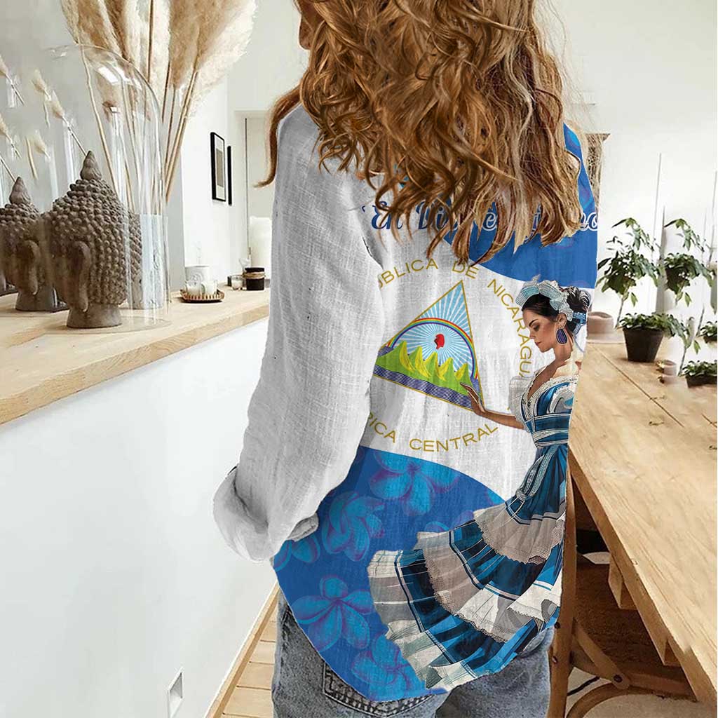 Felices Fiestas Patrias Nicaragua Women Casual Shirt Bailes Nicaraguan Girl - Wonder Print Shop