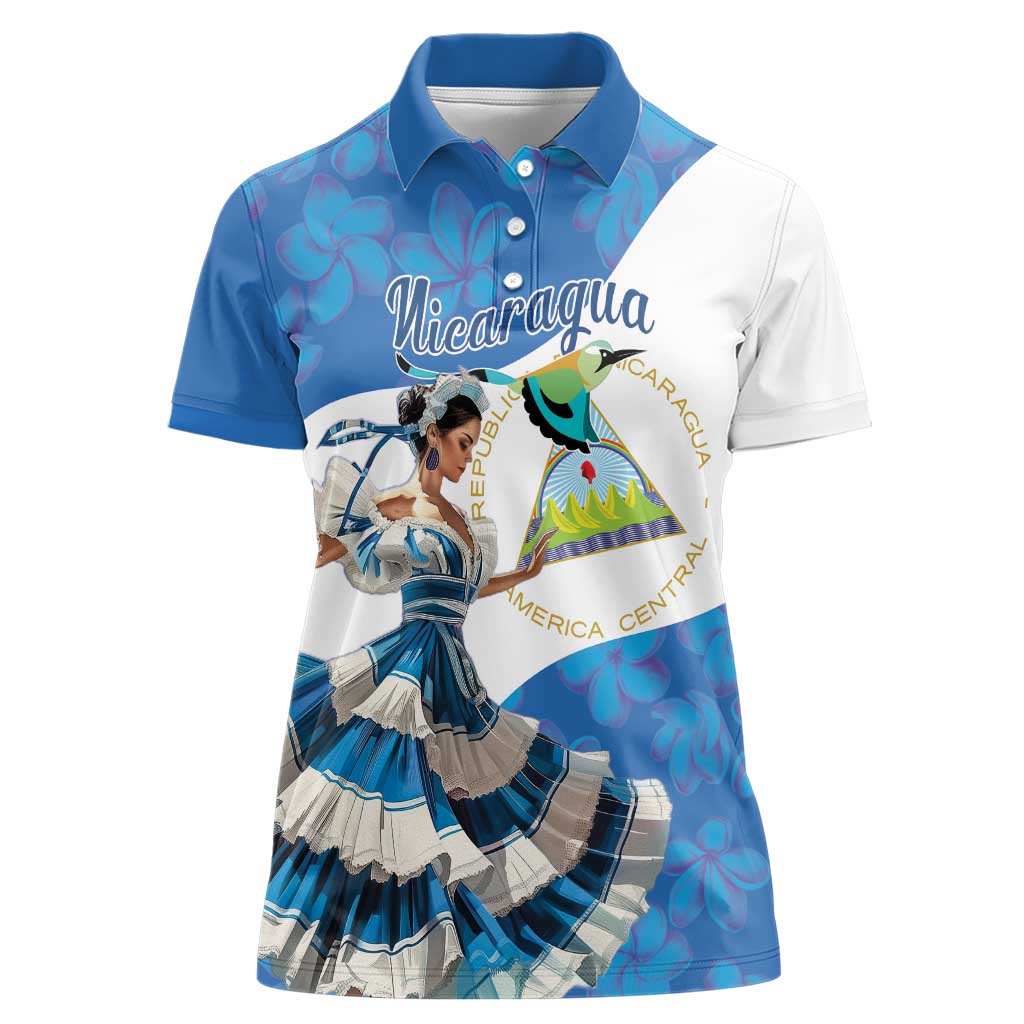 Felices Fiestas Patrias Nicaragua Women Polo Shirt Bailes Nicaraguan Girl - Wonder Print Shop
