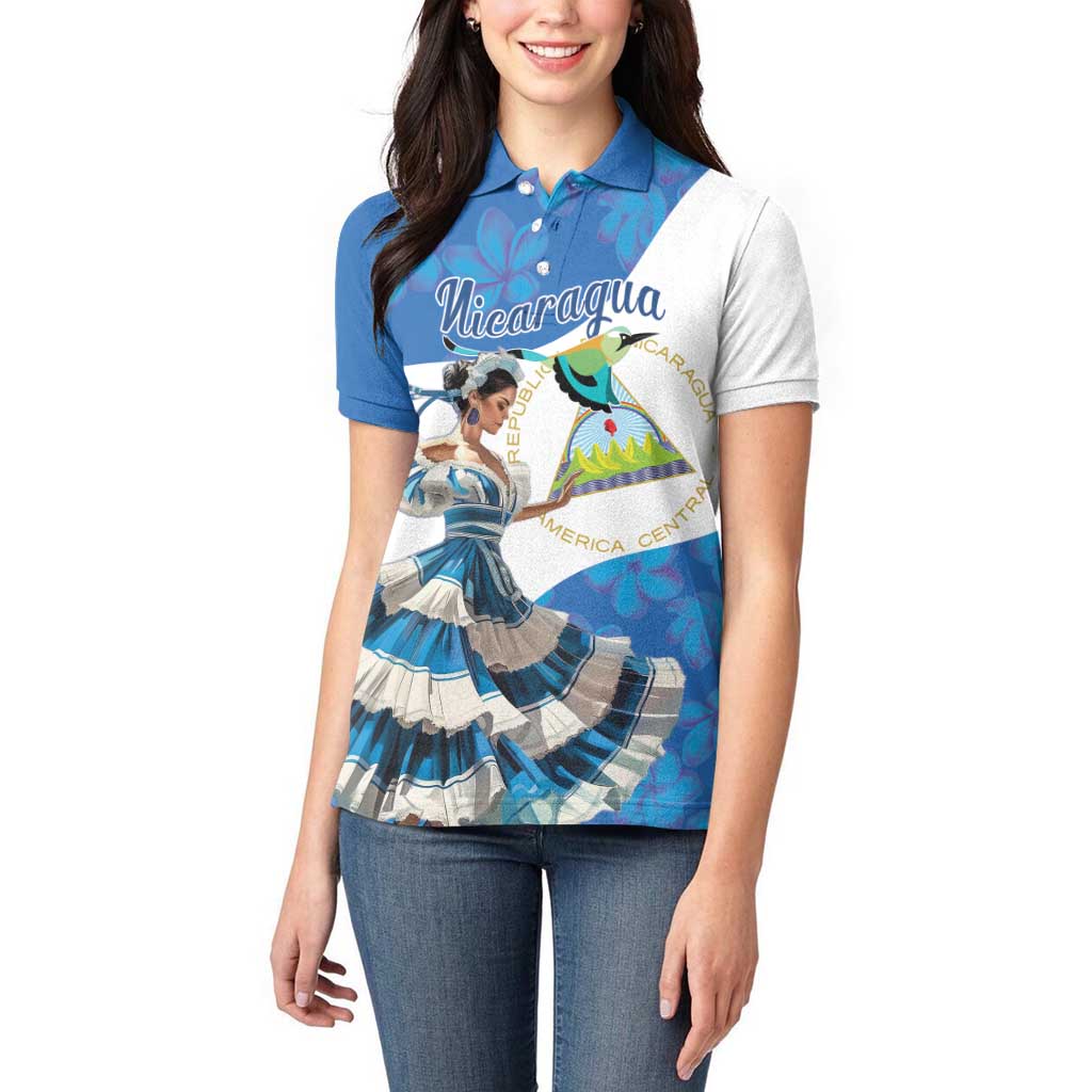 Felices Fiestas Patrias Nicaragua Women Polo Shirt Bailes Nicaraguan Girl - Wonder Print Shop