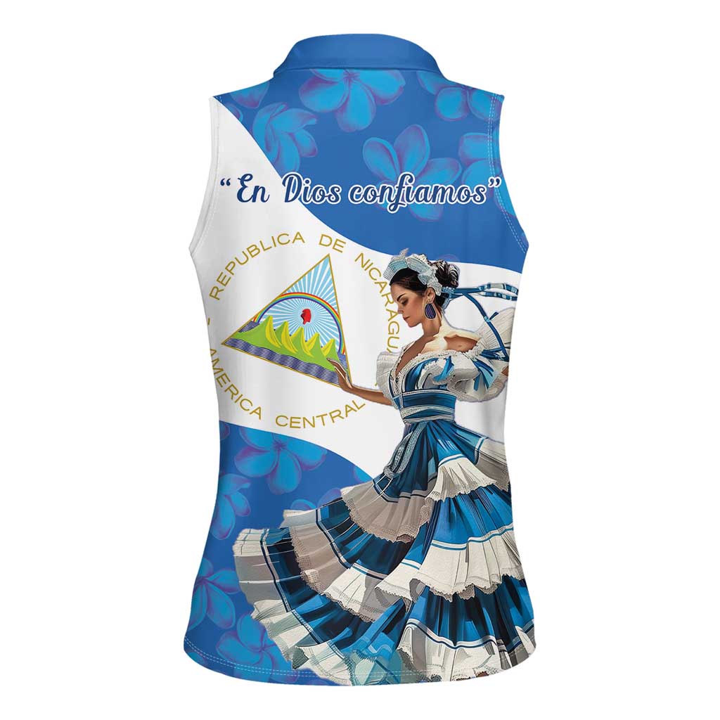 Felices Fiestas Patrias Nicaragua Women Sleeveless Polo Shirt Bailes Nicaraguan Girl - Wonder Print Shop